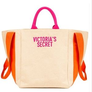 NWT Victoria Secret Orange/Pink Beach Tote Bag